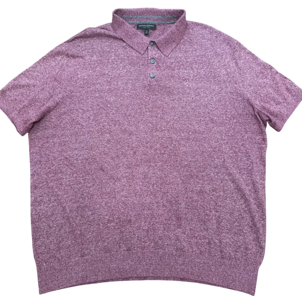 Banana Republic Polo Shirt Mens XL Maroon Red Silk Linen Blend Knit Short Sleeve